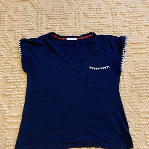 ACOS&A Navy Blue Top with White Stitching